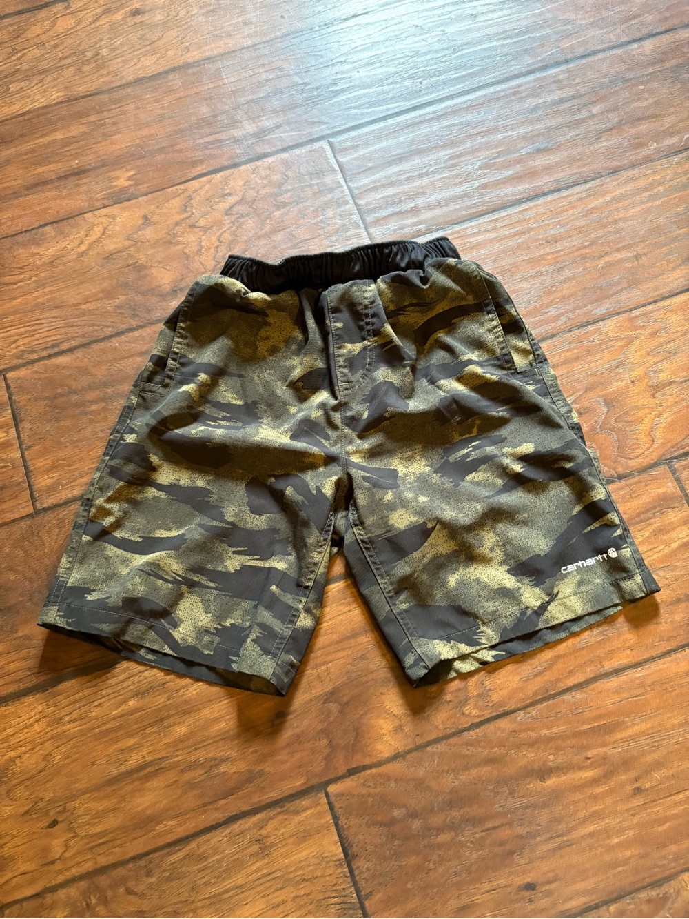 Carhartt Kids Camo Elastic-Waist Shorts - Olive/Black
